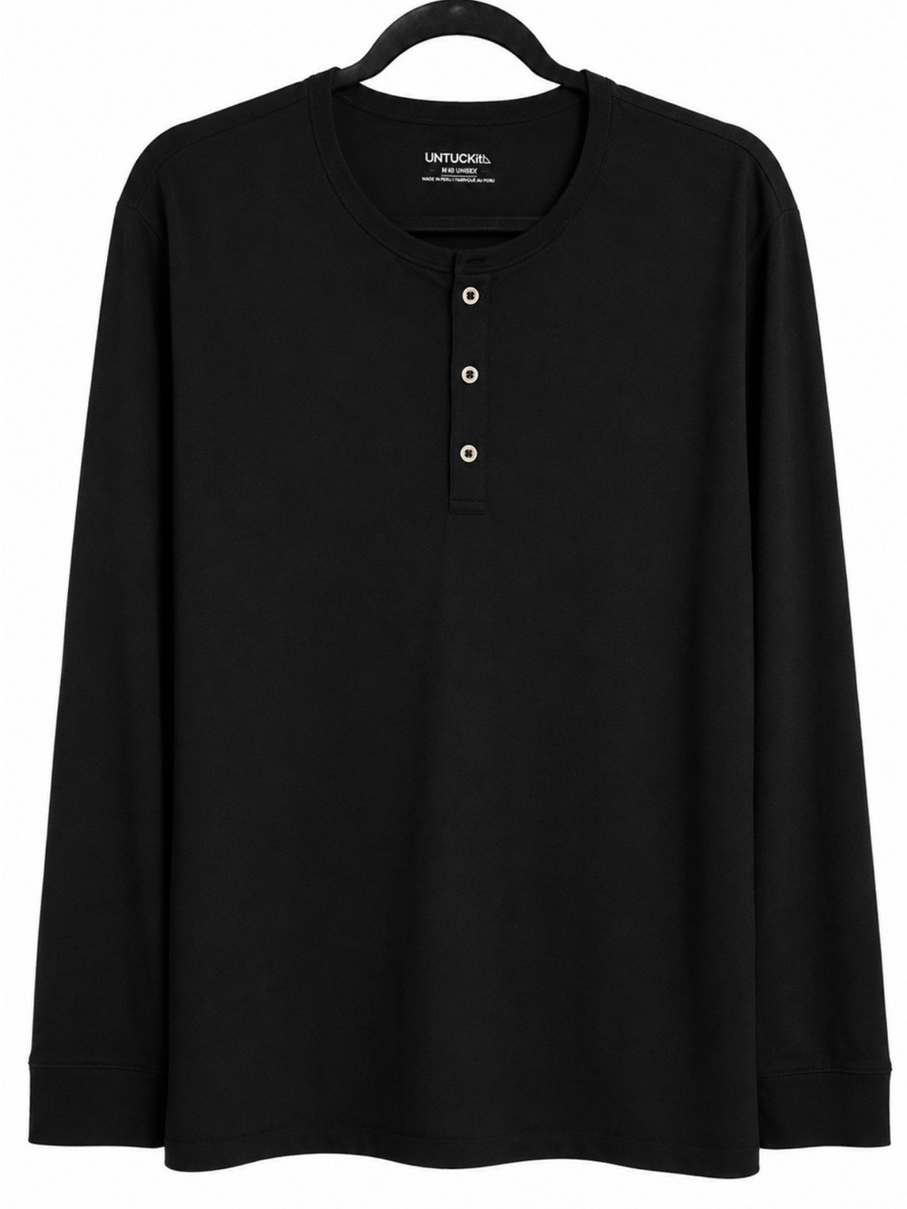 UNTUCKit Black Long-Sleeve Henley Shirt, XXL